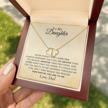 10K Solid Yellow Gold Heart Necklace for Daughter - Gift for Daughter - Gift from Dad - Diamond Necklace
