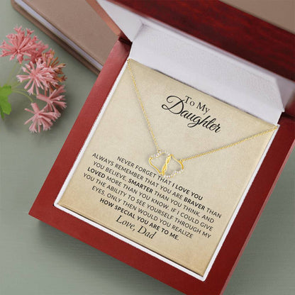 10K Solid Yellow Gold Heart Necklace for Daughter - Gift for Daughter - Gift from Dad - Diamond Necklace