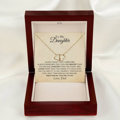 10K Solid Yellow Gold Heart Necklace for Daughter - Gift for Daughter - Gift from Dad - Diamond Necklace