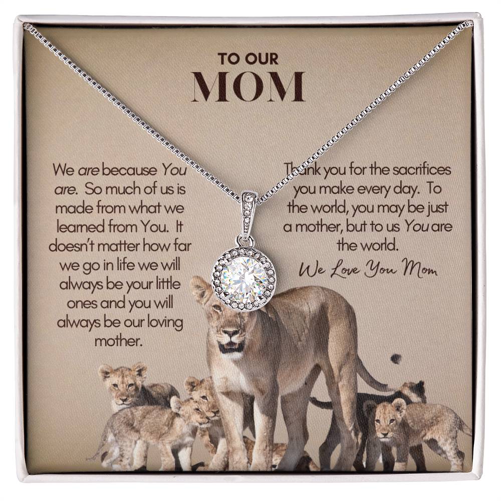 Mother's Day Gift, Personalized Mom Gift, Personalized Gift for Mom, Custom Gift for Mom, Necklace Pendant, Gift for Mom from Five Children, Lion Mama with Cubs Message Card, Mother's Day Present