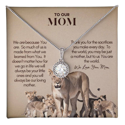 Mother's Day Gift, Personalized Mom Gift, Personalized Gift for Mom, Custom Gift for Mom, Necklace Pendant, Gift for Mom from Five Children, Lion Mama with Cubs Message Card, Mother's Day Present