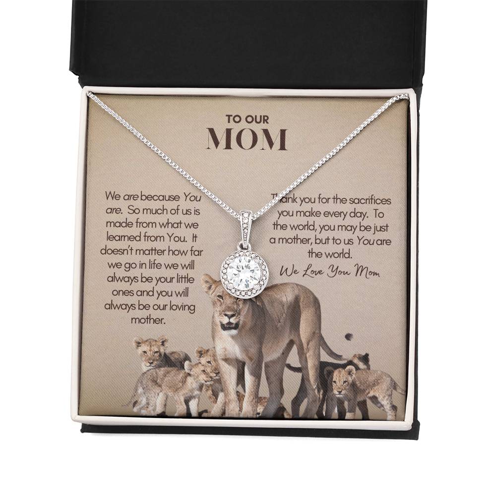 Mother's Day Gift, Personalized Mom Gift, Personalized Gift for Mom, Custom Gift for Mom, Necklace Pendant, Gift for Mom from Five Children, Lion Mama with Cubs Message Card, Mother's Day Present