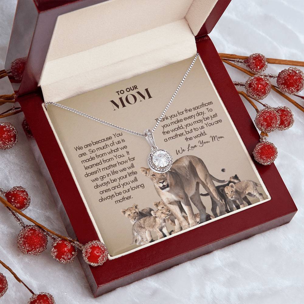 Mother's Day Gift, Personalized Mom Gift, Personalized Gift for Mom, Custom Gift for Mom, Necklace Pendant, Gift for Mom from Five Children, Lion Mama with Cubs Message Card, Mother's Day Present