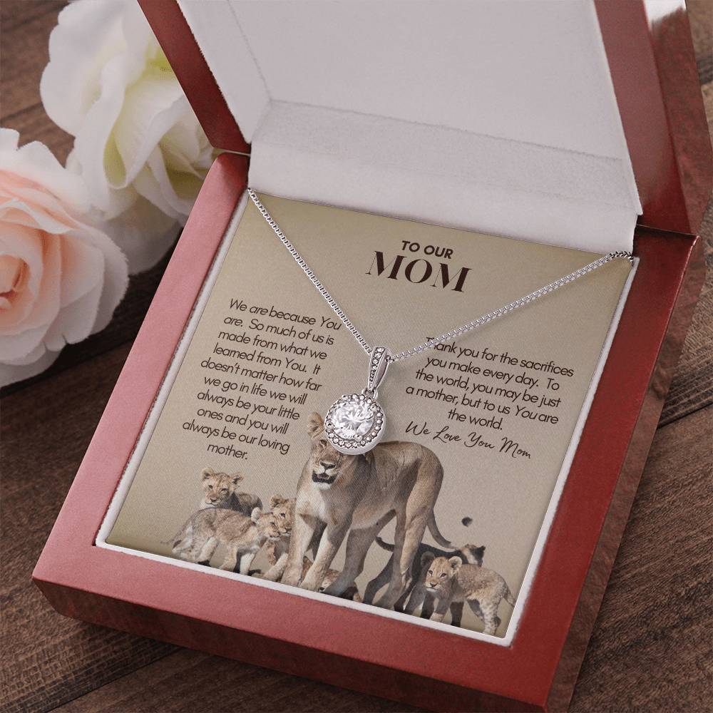 Mother's Day Gift, Personalized Mom Gift, Personalized Gift for Mom, Custom Gift for Mom, Necklace Pendant, Gift for Mom from Five Children, Lion Mama with Cubs Message Card, Mother's Day Present