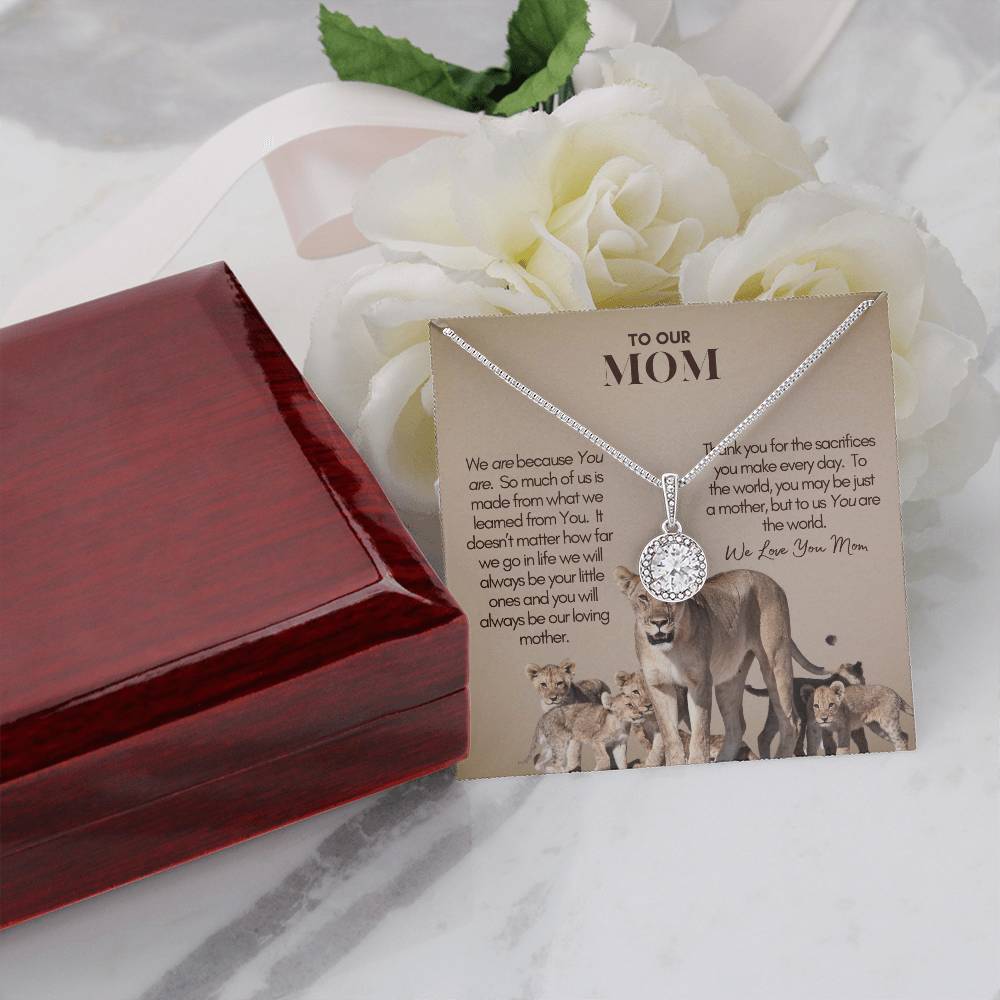 Mother's Day Gift, Personalized Mom Gift, Personalized Gift for Mom, Custom Gift for Mom, Necklace Pendant, Gift for Mom from Five Children, Lion Mama with Cubs Message Card, Mother's Day Present