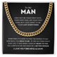 14k Gold - To My Man - Men's Jewelry - Men's Gift - Cuban Link Chain - Adjustable Length