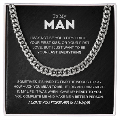 to my man, cuban link chain, cuban link necklace, husband gift, men's jewelry, men's gifts, birthday, anniversary, christmas