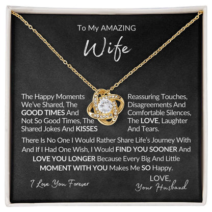Amazing Wife - Love Knot Pendant Necklace - Love Knot Necklace Anniversary Gift