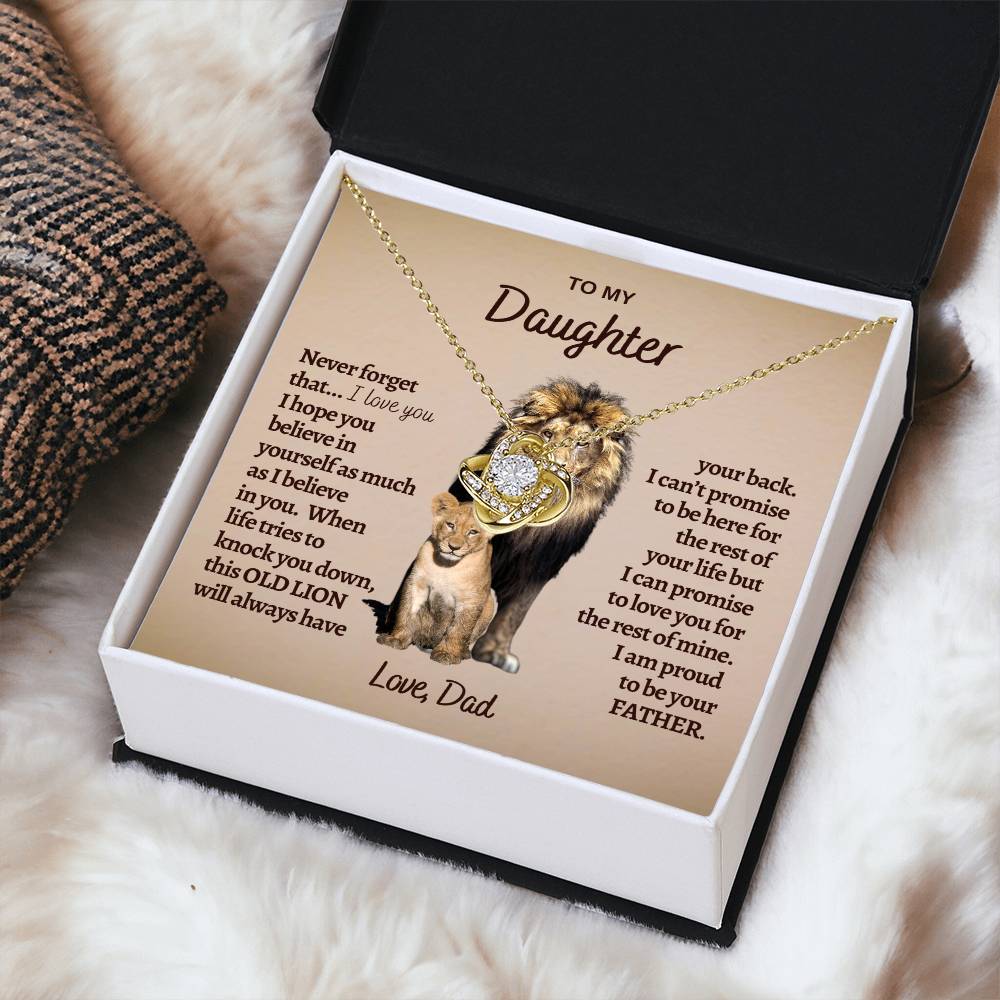 To My Daughter, - Gift From Dad - Dad Daughter Gift - Love Knot Necklace - Love Knot Pendant - Gift for Her