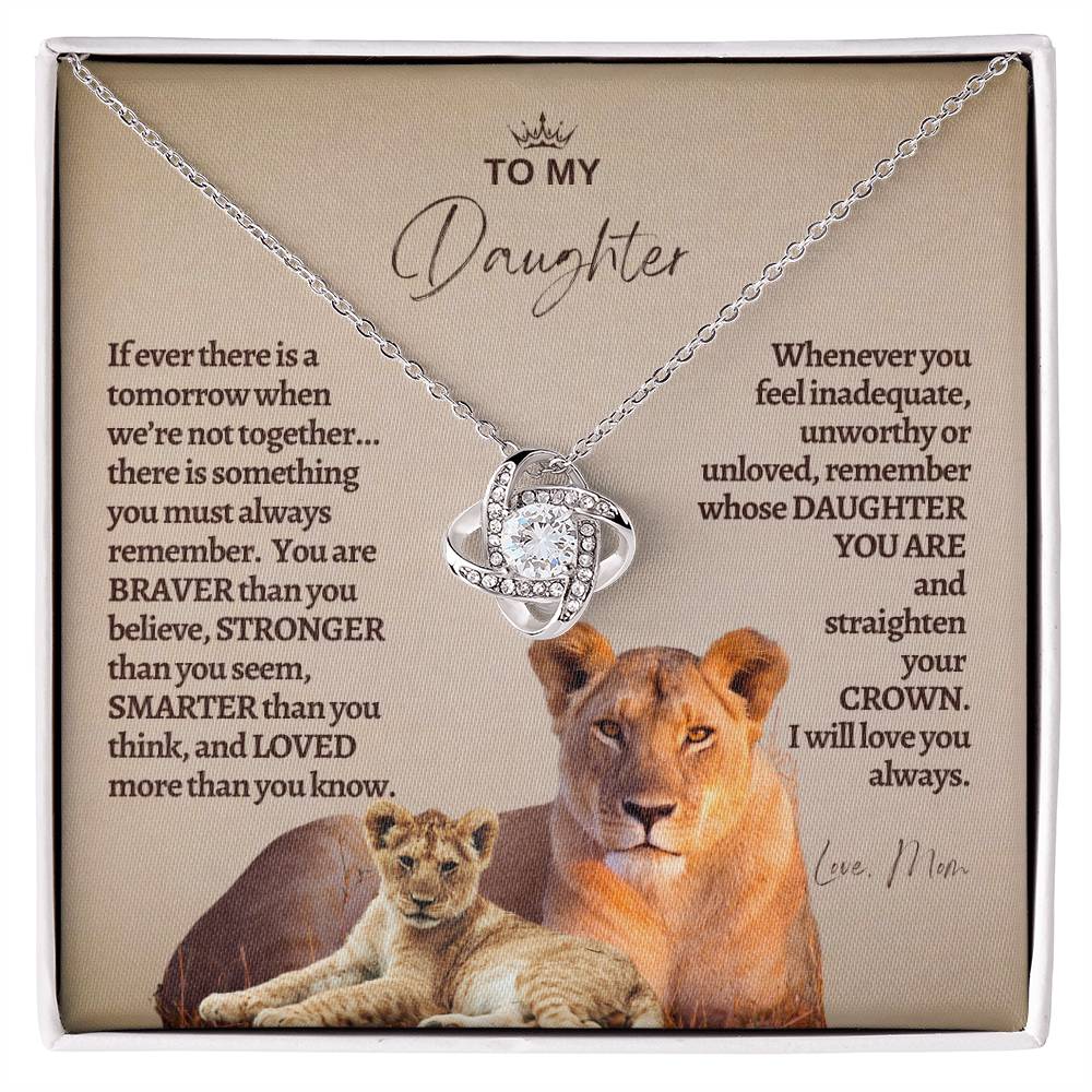 To My Daughter - Mother Daughter Gift -- Mother Daughter Jewelry - Straighten Your Crown - Lion Mother - Custom Jewelry