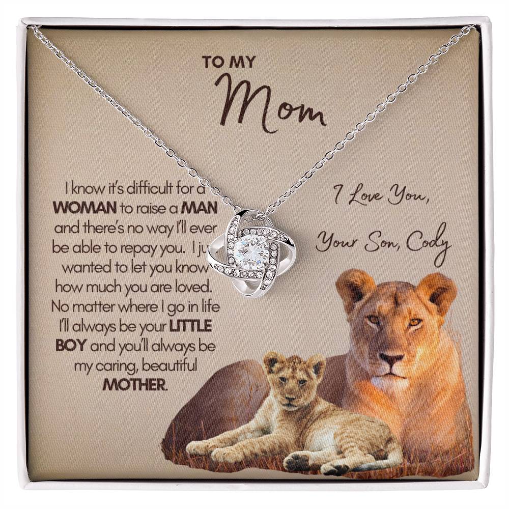 Personalized Mom Gift, Custom Gift for Mom, Custom Mom Necklace, Necklace Pendant, Gift for Mom from Son, Love Knot Necklace