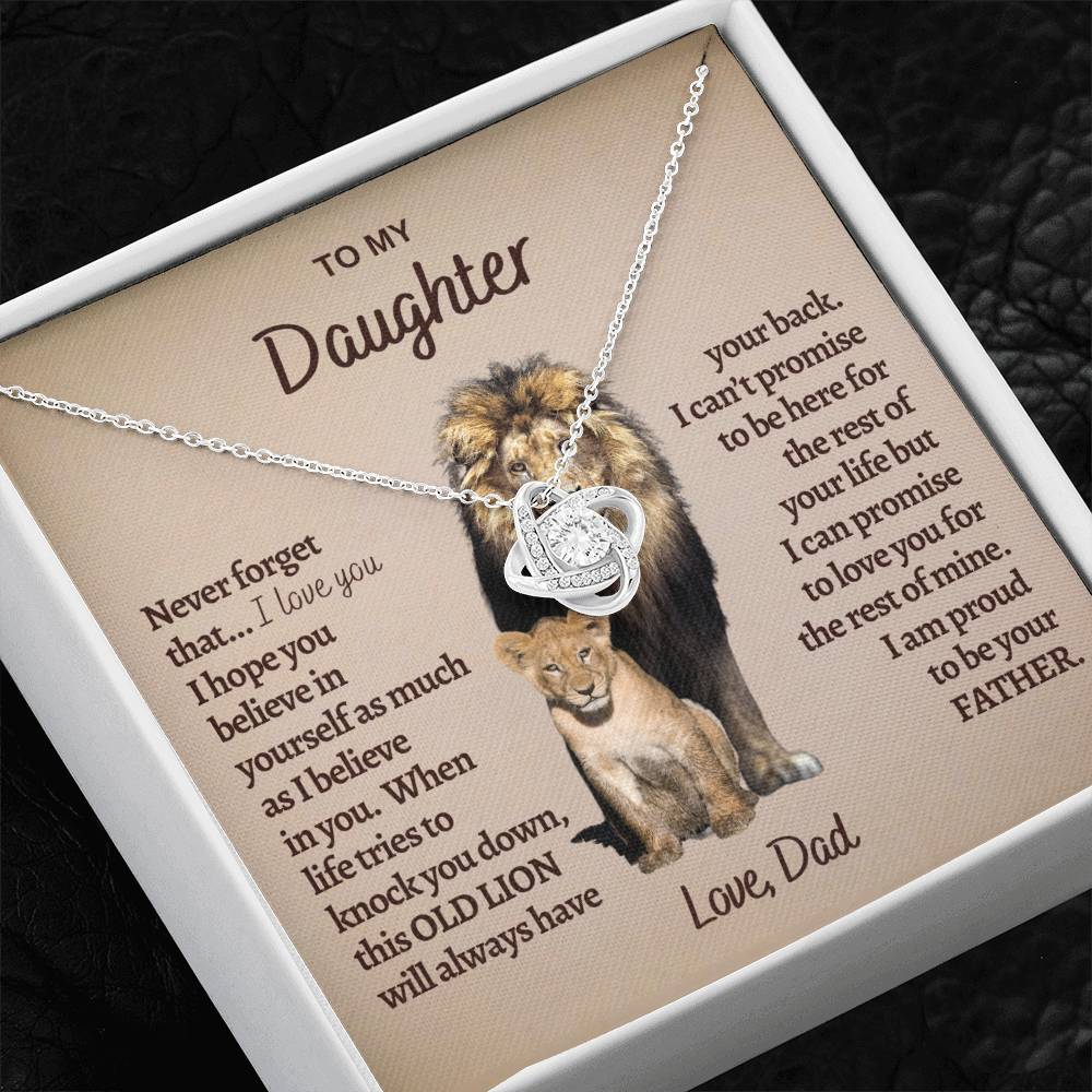 To My Daughter, - Gift From Dad - Dad Daughter Gift - Love Knot Necklace - Love Knot Pendant - Gift for Her