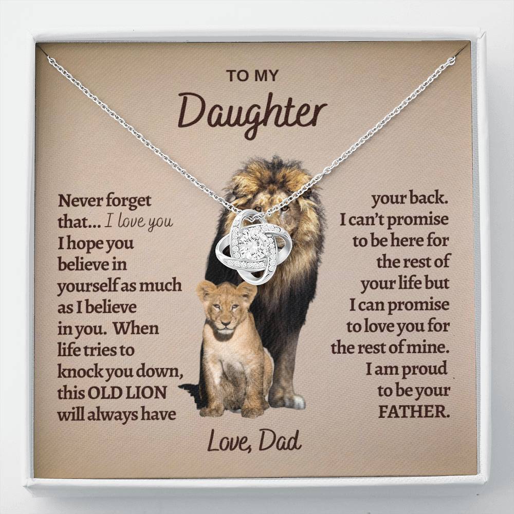 To My Daughter, - Gift From Dad - Dad Daughter Gift - Love Knot Necklace - Love Knot Pendant - Gift for Her