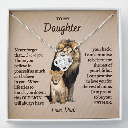 To My Daughter, - Gift From Dad - Dad Daughter Gift - Love Knot Necklace - Love Knot Pendant - Gift for Her