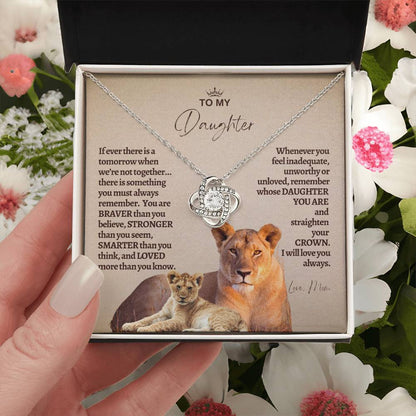 To My Daughter - Mother Daughter Gift -- Mother Daughter Jewelry - Straighten Your Crown - Lion Mother - Custom Jewelry