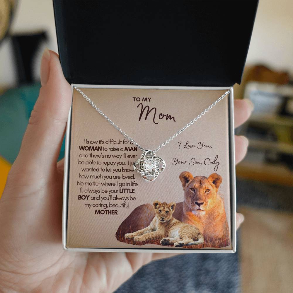 Personalized Mom Gift, Custom Gift for Mom, Custom Mom Necklace, Necklace Pendant, Gift for Mom from Son, Love Knot Necklace