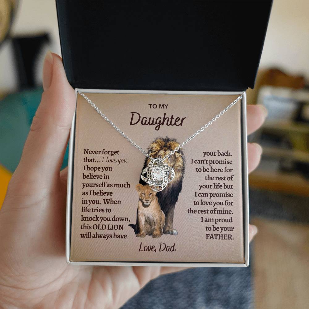 To My Daughter, - Gift From Dad - Dad Daughter Gift - Love Knot Necklace - Love Knot Pendant - Gift for Her