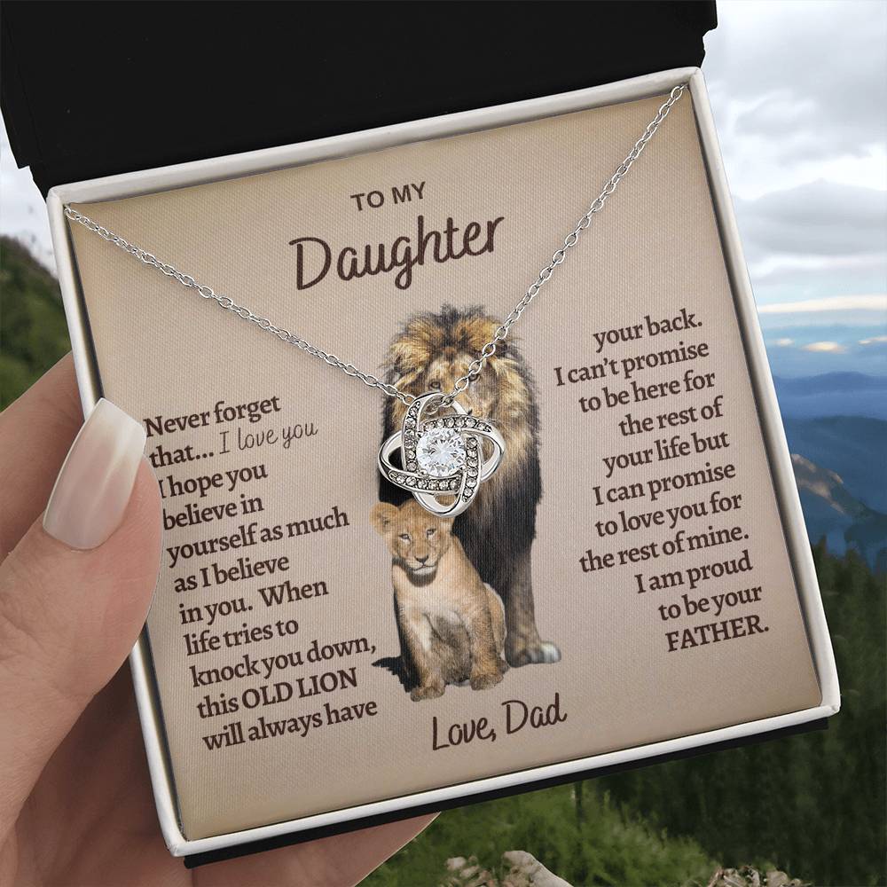 To My Daughter, - Gift From Dad - Dad Daughter Gift - Love Knot Necklace - Love Knot Pendant - Gift for Her