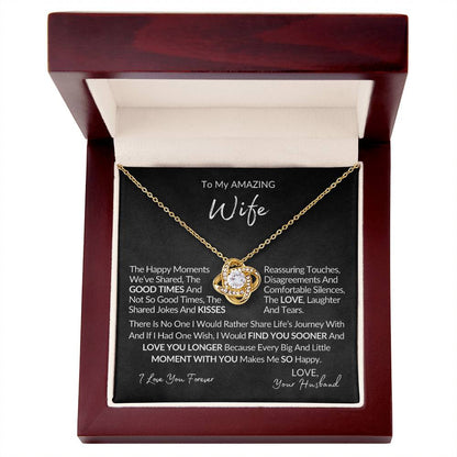 Amazing Wife - Love Knot Pendant Necklace - Love Knot Necklace Anniversary Gift