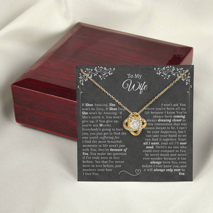 Gift for Wife - Necklace Pendant - Gift for Her - From Husband - Love Knot Necklace - Mother's Day Gift - Birthday gift for Her