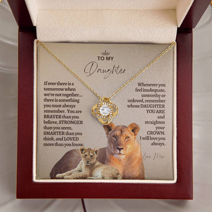 To My Daughter - Mother Daughter Gift -- Mother Daughter Jewelry - Straighten Your Crown - Lion Mother - Custom Jewelry