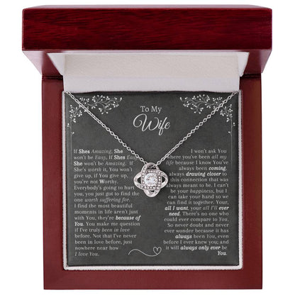 Gift for Wife - Necklace Pendant - Gift for Her - From Husband - Love Knot Necklace - Mother's Day Gift - Birthday gift for Her