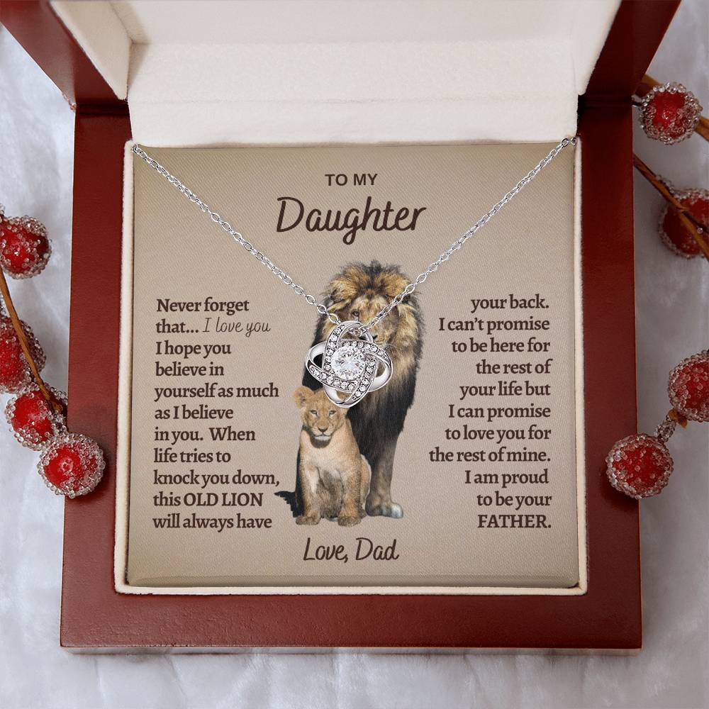 To My Daughter, - Gift From Dad - Dad Daughter Gift - Love Knot Necklace - Love Knot Pendant - Gift for Her