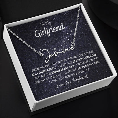 Personalized Name Necklace • To My Girlfriend • Stars In My Sky • Gold Name Necklace with Cable Chain • Perfect Gift for Her • Personalized Gift