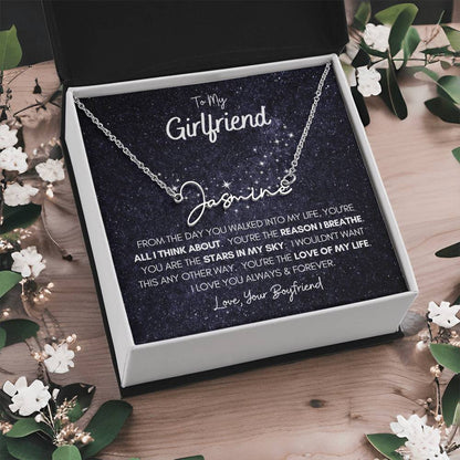 Personalized Name Necklace • To My Girlfriend • Stars In My Sky • Gold Name Necklace with Cable Chain • Perfect Gift for Her • Personalized Gift