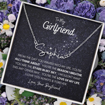 Personalized Name Necklace • To My Girlfriend • Stars In My Sky • Gold Name Necklace with Cable Chain • Perfect Gift for Her • Personalized Gift