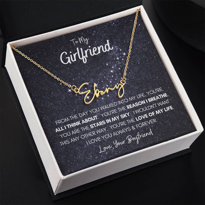 Personalized Name Necklace • To My Girlfriend • Stars In My Sky • Gold Name Necklace with Cable Chain • Perfect Gift for Her • Personalized Gift