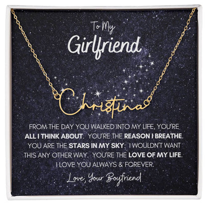 Personalized Name Necklace • To My Girlfriend • Stars In My Sky • Gold Name Necklace with Cable Chain • Perfect Gift for Her • Personalized Gift