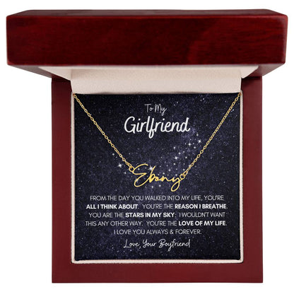 Personalized Name Necklace • To My Girlfriend • Stars In My Sky • Gold Name Necklace with Cable Chain • Perfect Gift for Her • Personalized Gift