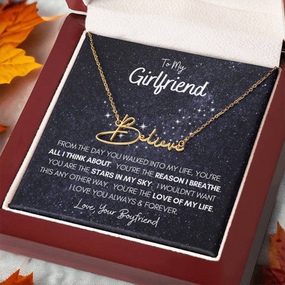 Personalized Name Necklace • To My Girlfriend • Stars In My Sky • Gold Name Necklace with Cable Chain • Perfect Gift for Her • Personalized Gift