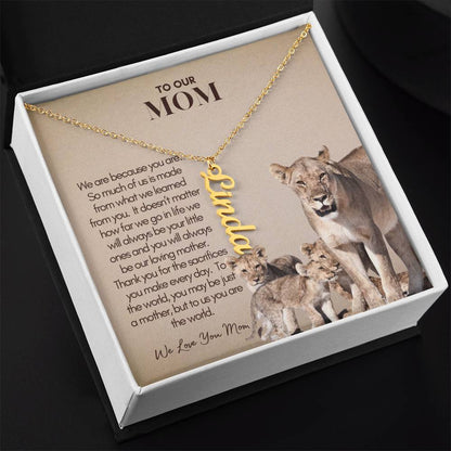 Personalized Vertical Name Necklace for Mom - Custom Gift to Mom - Gift for Mom - Custom Name Necklace
