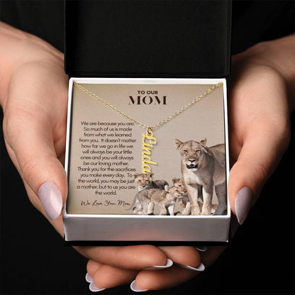 Personalized Vertical Name Necklace for Mom - Custom Gift to Mom - Gift for Mom - Custom Name Necklace