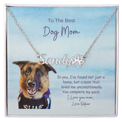 Personalized Paw Print Name Necklace , Custom Dog Paw Necklace , Dog Mom, Cat Dad, Custom Art Design, Dainty Paw Necklace, Mother's Day Gift