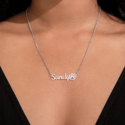 Personalized Paw Print Name Necklace , Custom Dog Paw Necklace , Dog Mom, Cat Dad, Custom Art Design, Dainty Paw Necklace, Mother's Day Gift