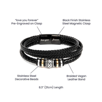 Vegan Leather Bracelet For Son From His Parents - Gift for Son on His Birthday - Grown-up Son Bracelet Gift - Meaningful Graduation Gift for Son - Wedding Gift