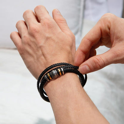 Vegan Leather Bracelet For Son From His Parents - Gift for Son on His Birthday - Grown-up Son Bracelet Gift - Meaningful Graduation Gift for Son - Wedding Gift