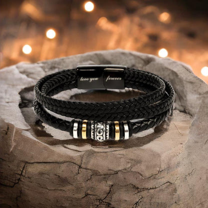 Vegan Leather Bracelet For Son From His Parents - Gift for Son on His Birthday - Grown-up Son Bracelet Gift - Meaningful Graduation Gift for Son - Wedding Gift