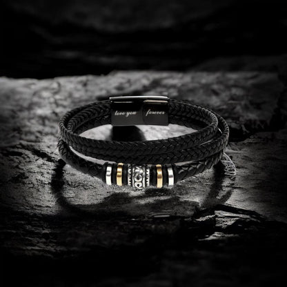 Vegan Leather Bracelet For Son From His Parents - Gift for Son on His Birthday - Grown-up Son Bracelet Gift - Meaningful Graduation Gift for Son - Wedding Gift