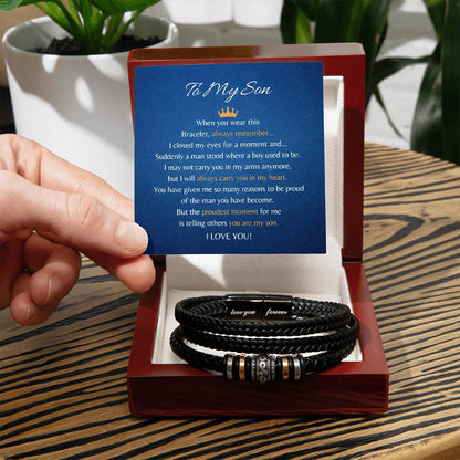 Vegan Leather Bracelet For Son From His Parents - Gift for Son on His Birthday - Grown-up Son Bracelet Gift - Meaningful Graduation Gift for Son - Wedding Gift