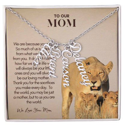 Personalized Vertical Name Necklace for Mom - Custom Gift to Mom - Gift for Mom - Custom Name Necklace