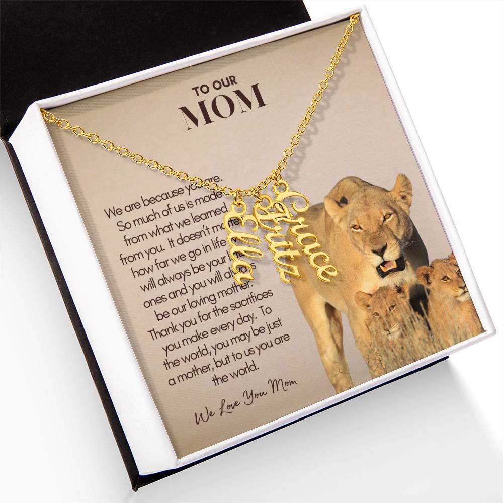 Personalized Vertical Name Necklace for Mom - Custom Gift to Mom - Gift for Mom - Custom Name Necklace