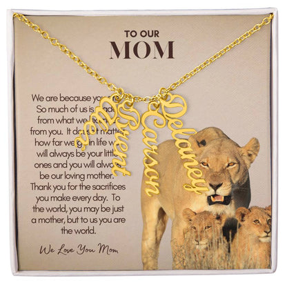 Personalized Vertical Name Necklace for Mom - Custom Gift to Mom - Gift for Mom - Custom Name Necklace