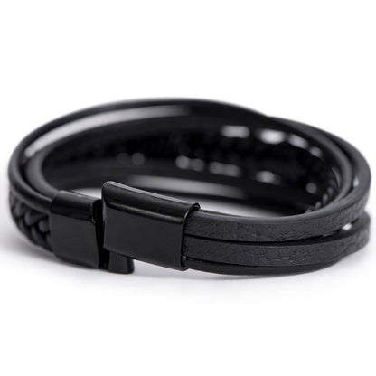 To My Son - Men's Cross Leather Bracelet - Mother Son Gift - Gift for Son - Vegan Leather