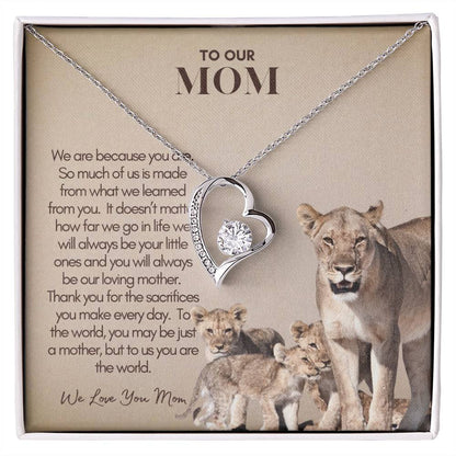 Personalized Mom Gift, Personalized Gift for Mom, Custom Gift for Mom, Necklace Pendant, Gift for Mom from Three Children, Lion Mama with Cubs Message Card, Mother's Day Gift