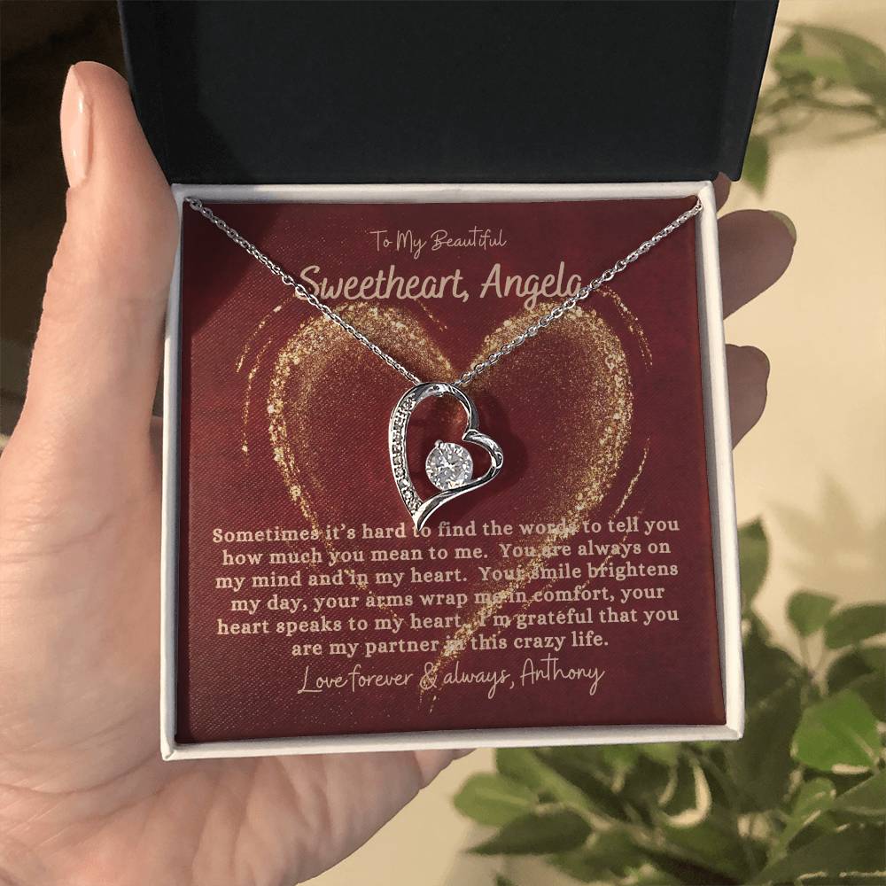 Valentine's Gift - Gift for My Beautiful Sweetheart, Customizable, Personalized Heart Pendant Gift, Forever Love Necklace