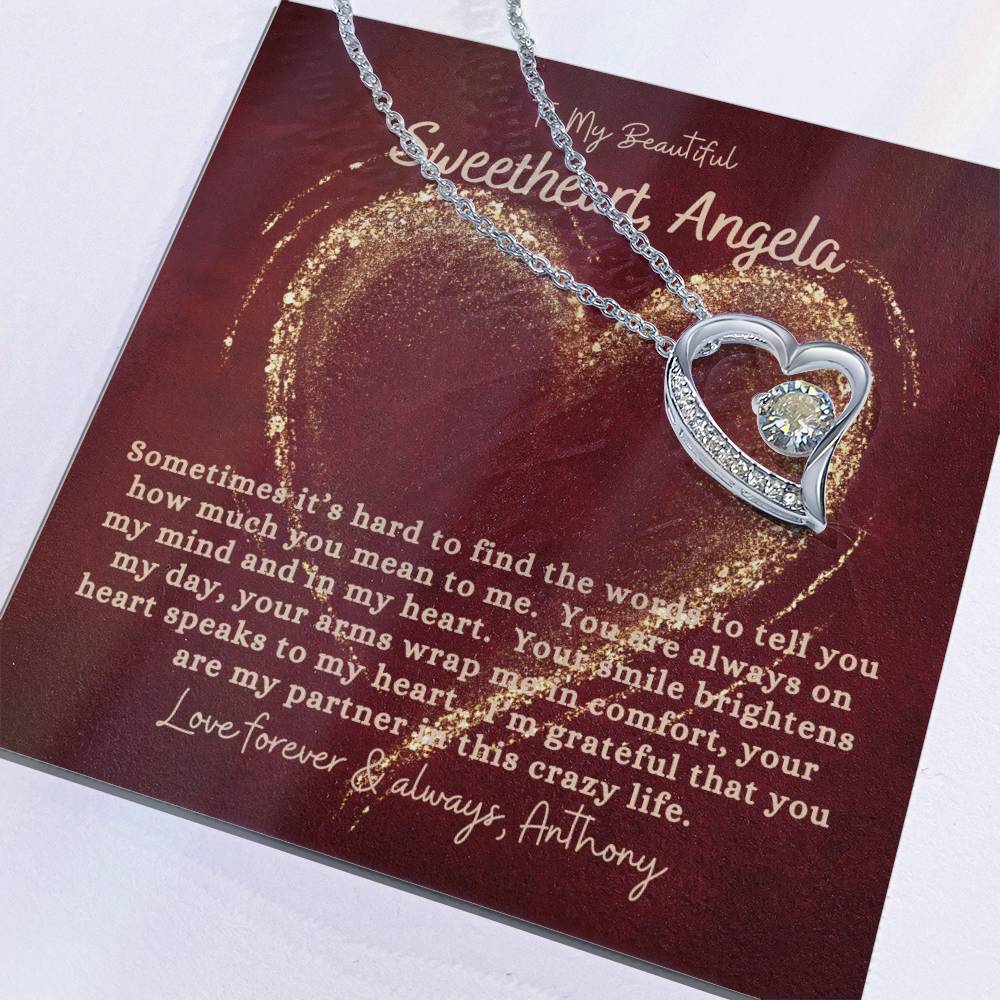 Valentine's Gift - Gift for My Beautiful Sweetheart, Customizable, Personalized Heart Pendant Gift, Forever Love Necklace